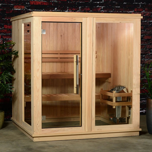 Oasislux Indoor and outdoor double-layer natural cedar wood sauna - Luxury sauna for 4-5 people