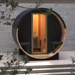 Oasislux Black Luxury Outdoor Barrel Sauna For 2 to 6 Persons