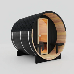 Oasislux Black Luxury Outdoor Barrel Sauna For 2 to 6 Persons