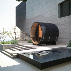 Oasislux Black Luxury Outdoor Barrel Sauna For 2 to 6 Persons