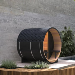 Oasislux Black Luxury Outdoor Barrel Sauna For 2 to 6 Persons