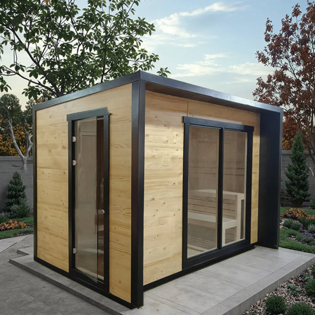 6-Person Square Luxury Outdoor Sauna with Private Changing Room – Premium Backyard Wellness Anyi Health