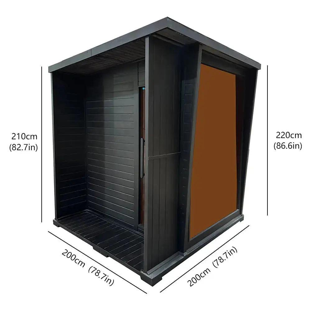 New Luxury High-End Black Square Outdoor Sauna – Modern Backyard Wellness Cabin Anyi Health