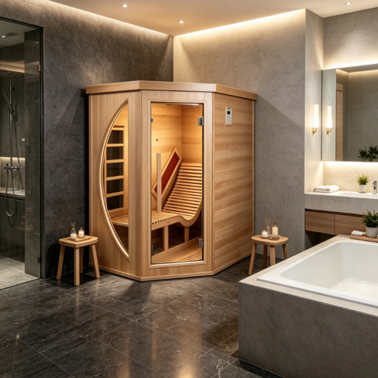 1-2 Person Far Infrared Red Cedar Indoor Sauna with Recliner & 7-Color LED Lights