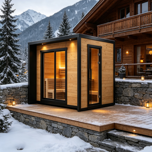 6-Person Square Luxury Outdoor Sauna with Private Changing Room – Premium Backyard Wellness
