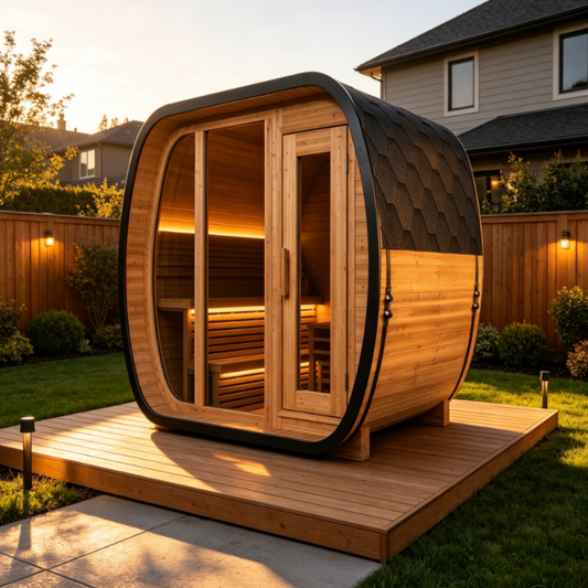 4 - Person Traditional Square Steam Sauna with Built - in Small Changing Room