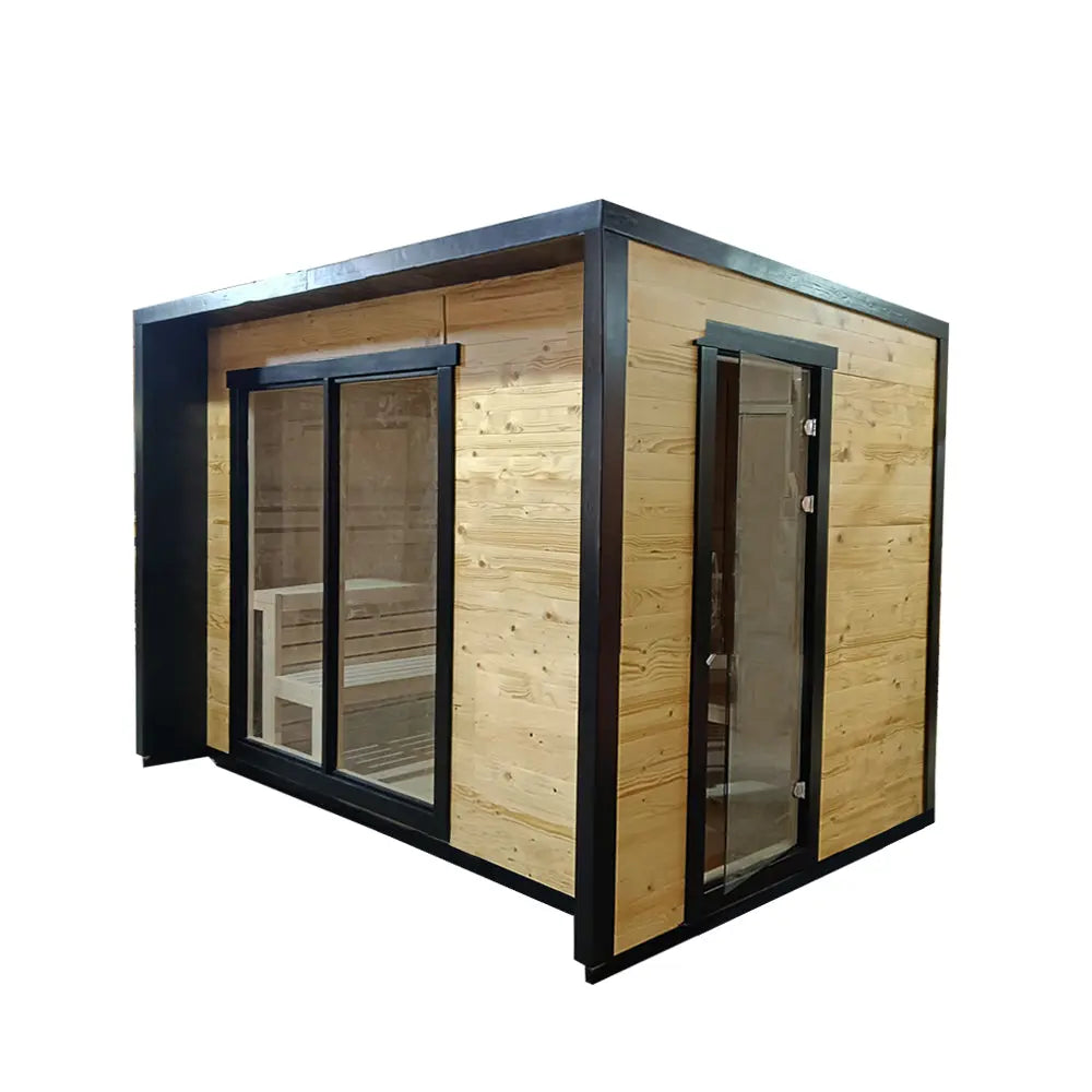 6-Person Square Luxury Outdoor Sauna with Private Changing Room – Premium Backyard Wellness Anyi Health