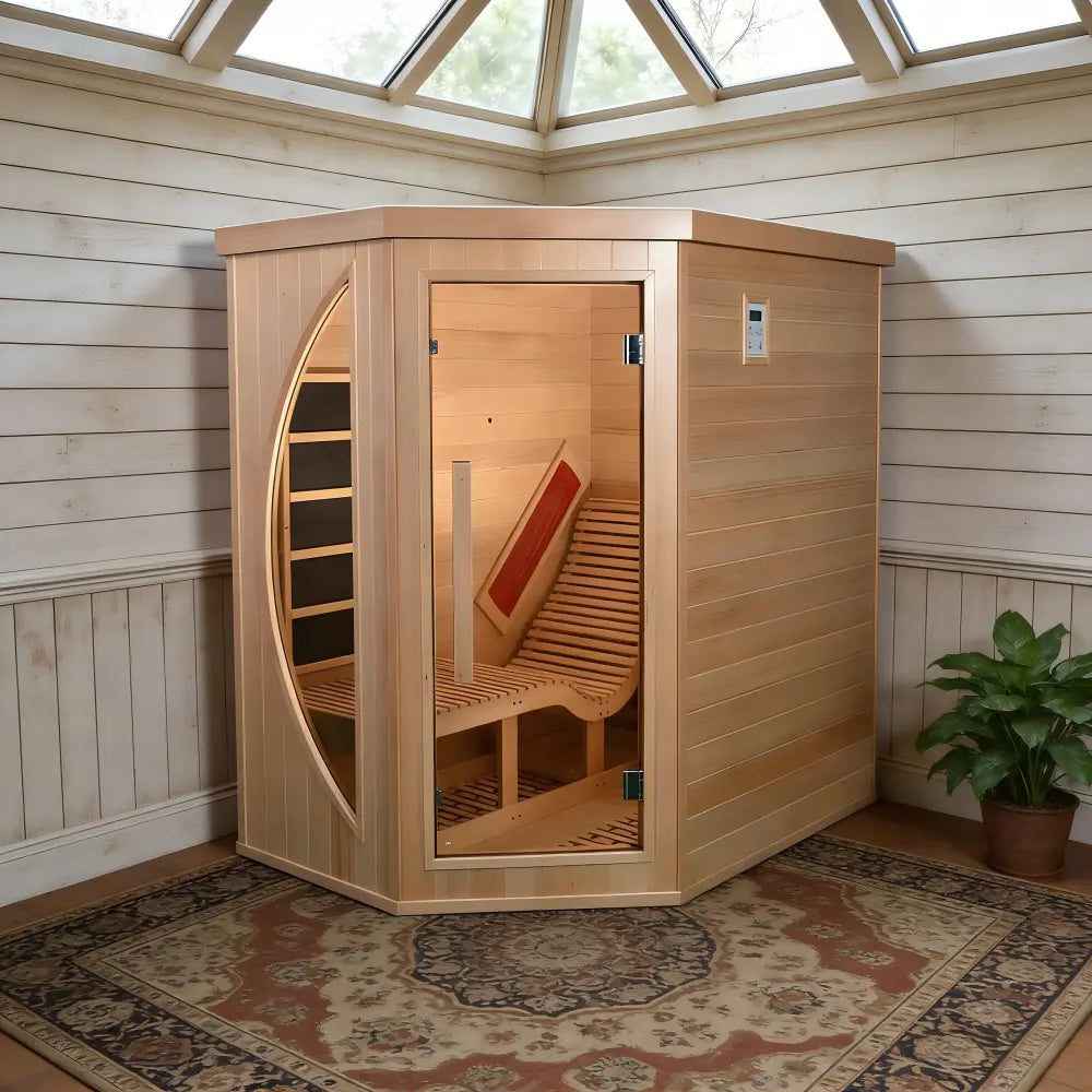 1 Person Far Infrared Red Cedar Indoor Sauna with Recliner & 7-Color LED Lights Anyi Health