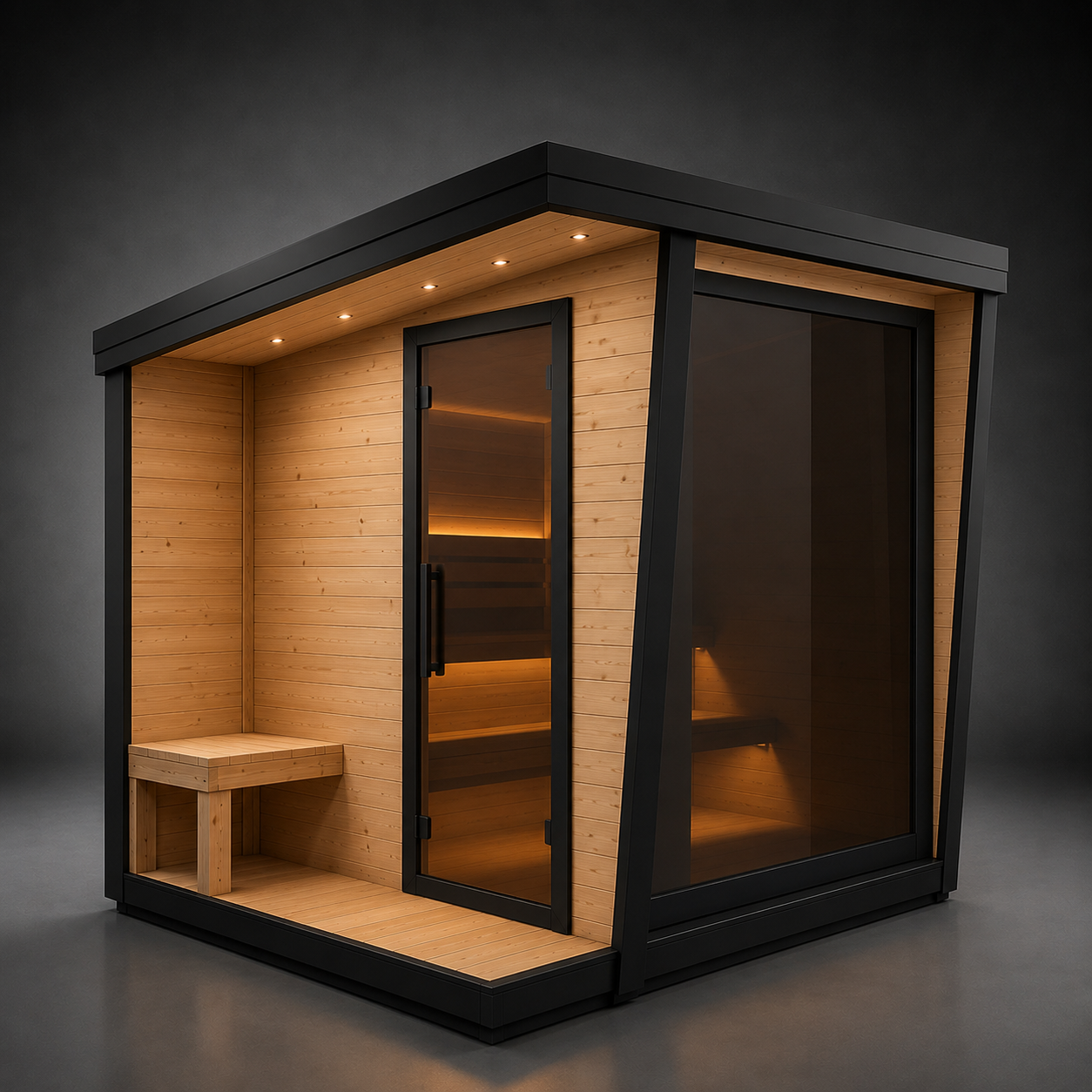 Anyi-5 Square Sauna – Carbonized Spruce Wood | 4-6-Person Home Wellness Anyi Health