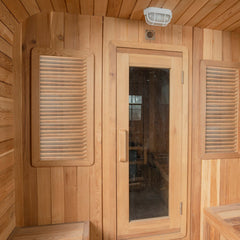 OasisLux Canadian Red Cedar Wood Hot Rock Hemlock Outdoor Cube Sauna - For 2-4 People with Porch Design