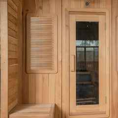 OasisLux Canadian Red Cedar Wood Hot Rock Hemlock Outdoor Cube Sauna - For 2-4 People with Porch Design