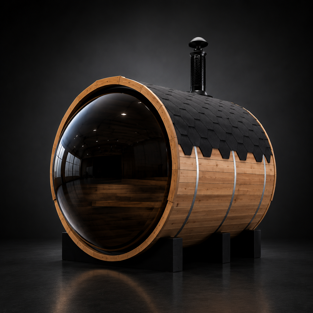 Outdoor Barrel Sauna with Front Porch & Panoramic Glass – Available in 2-6 Person Sizes Anyi Health