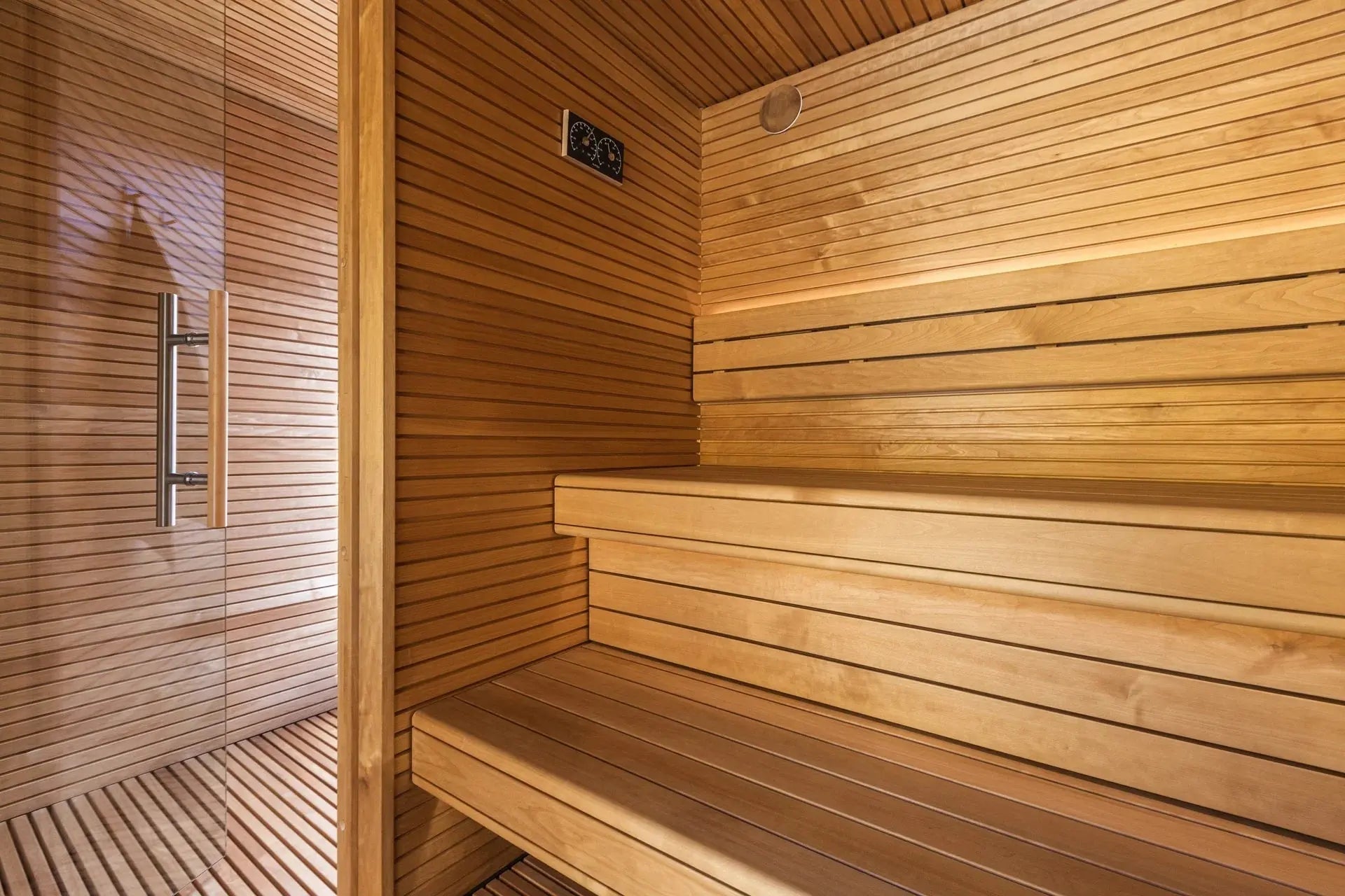 Luxury Outdoor Modular Sauna with Thermo-Aspen Interior, Nordic Spruce Exterior & Terrace Anyi Health
