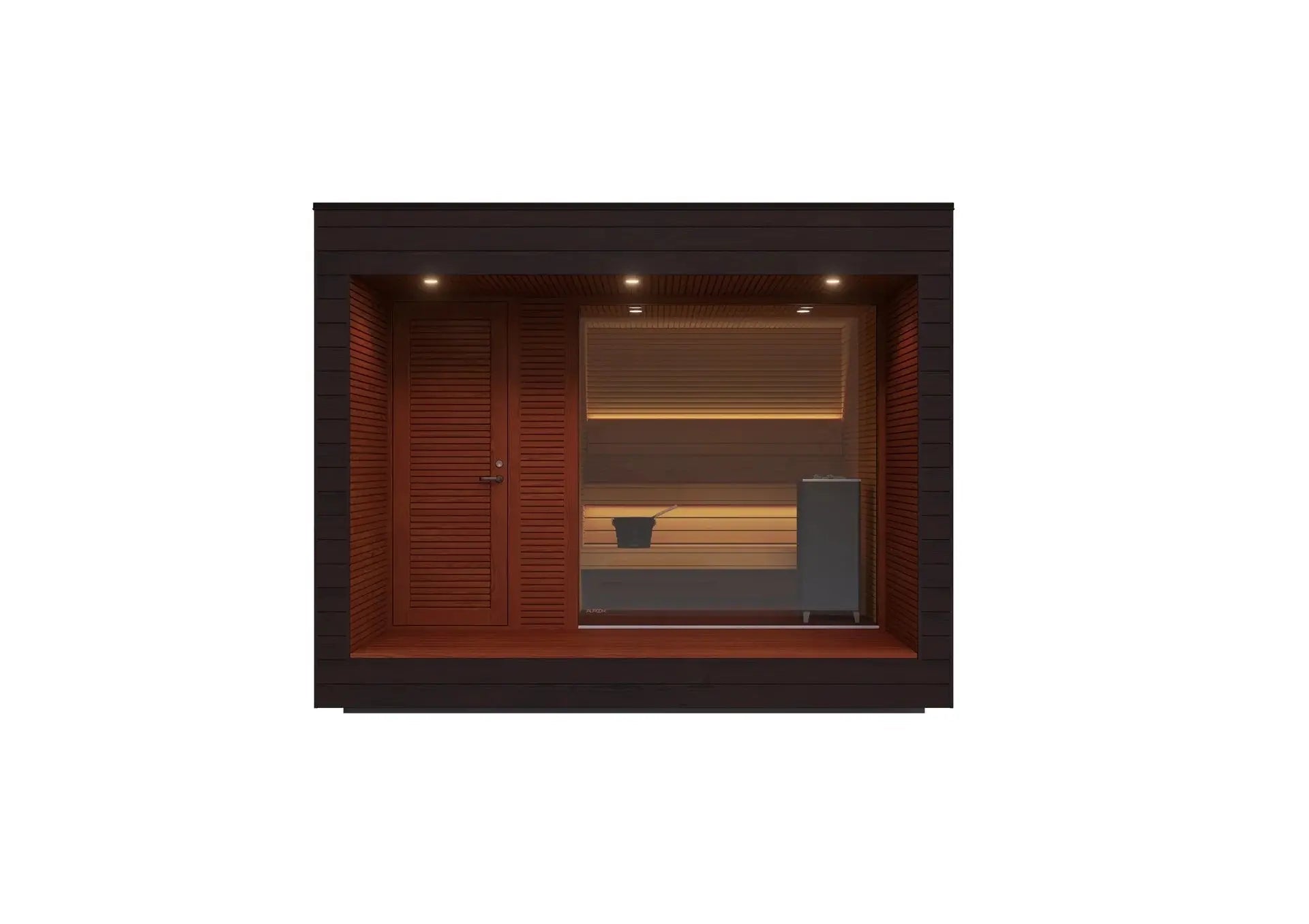 Luxury Outdoor Modular Sauna with Thermo-Aspen Interior, Nordic Spruce Exterior & Terrace Anyi Health