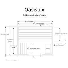 Oasislux Indoor and Outdoor Exquisite Natural Cedar Sauna 2 to 3 Person