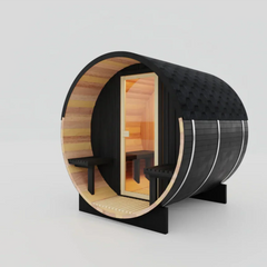 Oasislux Black Luxury Outdoor Barrel Sauna For 2 to 6 Persons