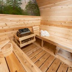 Oasislux 2-4 Person Traditional Outdoor Panoramic Barrel Sauna with Glass Front