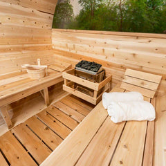 Oasislux 2-4 Person Traditional Outdoor Panoramic Barrel Sauna with Glass Front