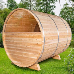 Oasislux 2-4 Person Traditional Outdoor Panoramic Barrel Sauna with Glass Front
