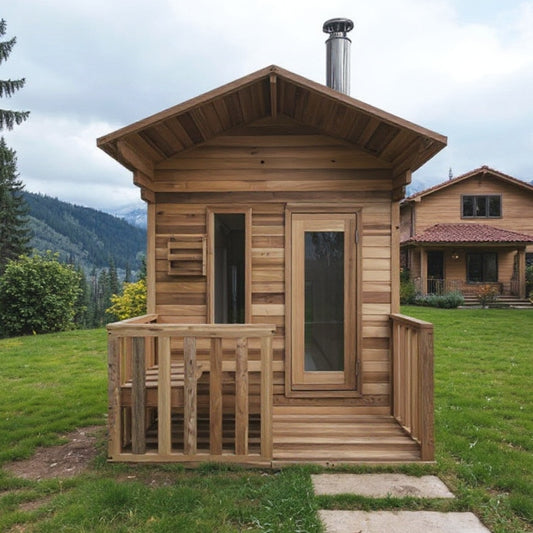 OasisLux Forest Lodge Woodburning Stove Cedar Wood Outdoor Sauna - Enjoy a sauna experience in nature
