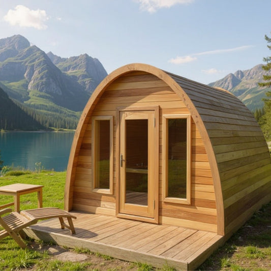 OasisLux Special shape water drop traditional outdoor steam barrel sauna with wood burning stove