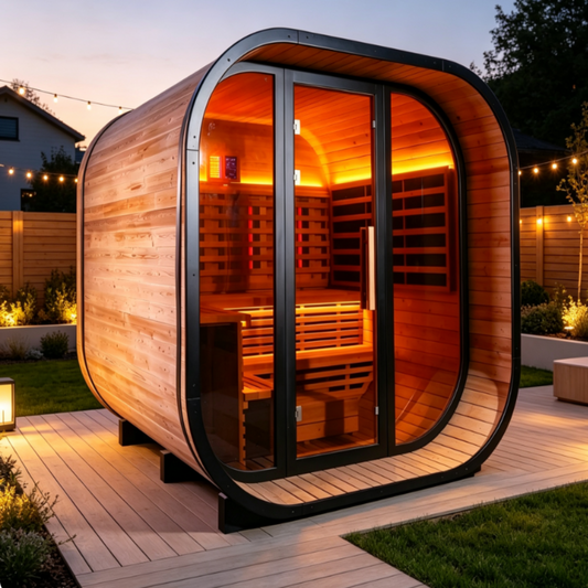 oasislux-9 Square Infrared Sauna – Carbonized Spruce