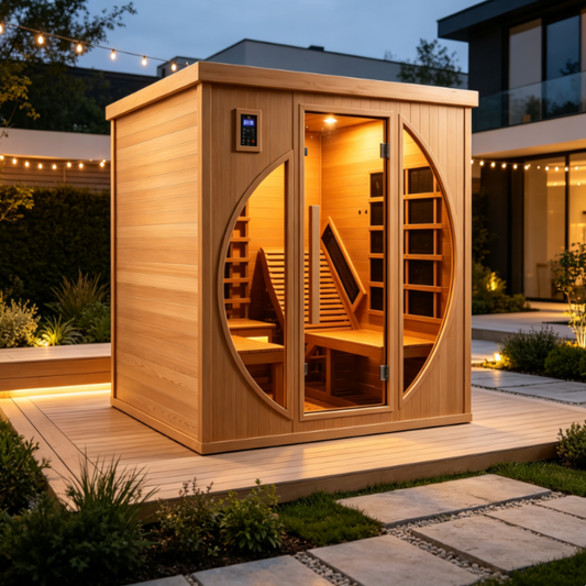 2-Person Red Cedar Indoor Infrared Sauna with Recliner & 7-Color LED Lights