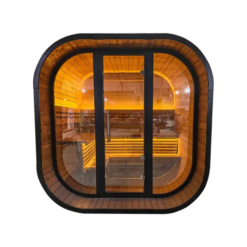 New 4-6 person Black Square Premium Thermo Spruce Wood Outdoor Sauna-FFF Anyi Health