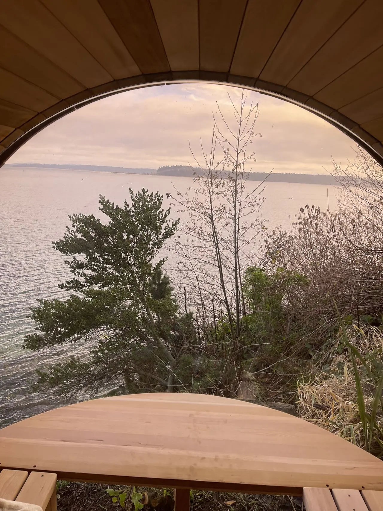 Outdoor Barrel Sauna with Front Porch &amp; Panoramic Glass – Available in 2-6 Person Sizes Anyi Health