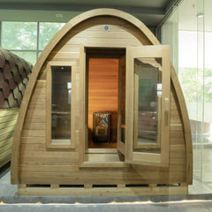 OasisLux Special shape water drop traditional outdoor steam barrel sauna with wood burning stove