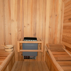 OasisLux Canadian Red Cedar Wood Hot Rock Hemlock Outdoor Cube Sauna - For 2-4 People with Porch Design