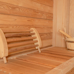 OasisLux Canadian Red Cedar Wood Hot Rock Hemlock Outdoor Cube Sauna - For 2-4 People with Porch Design