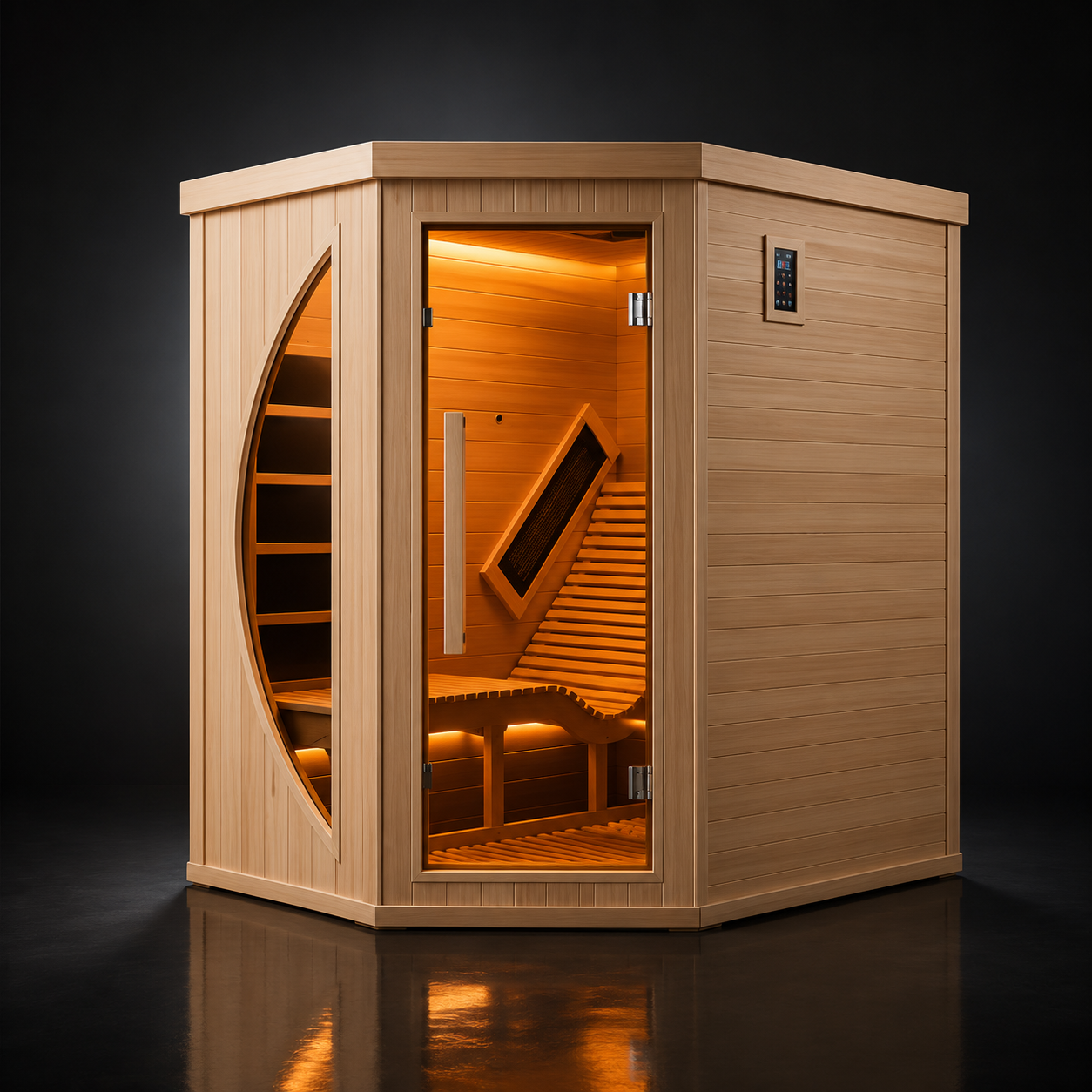 1 Person Far Infrared Red Cedar Indoor Sauna with Recliner & 7-Color LED Lights Anyi Health