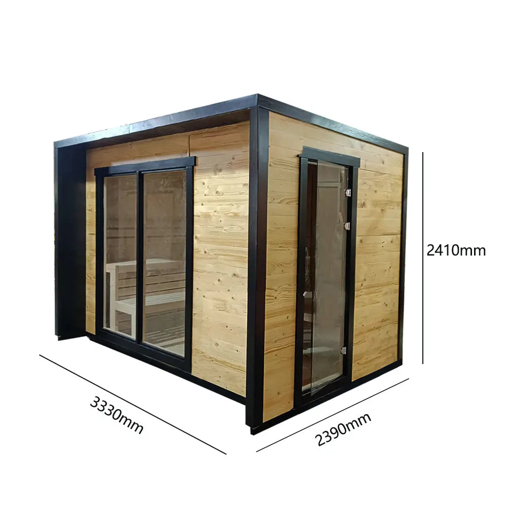 6-Person Square Luxury Outdoor Sauna with Private Changing Room – Premium Backyard Wellness Anyi Health